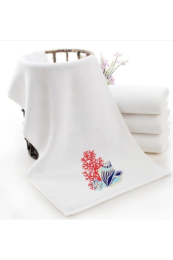 Ursa Coral-Sea Shell Embroidered Hand and Face Towel 50X90
