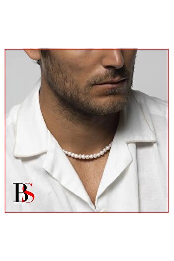 Bijustore Men's Pearl Choker Necklace