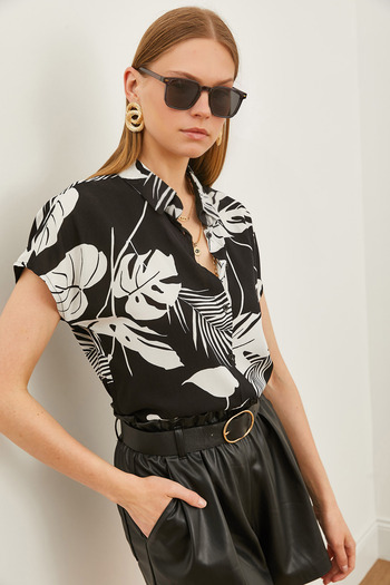 Olalook Dámská tkaná košile Palm Black Bat GML-19000576