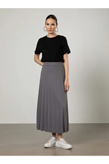 Refka Pleated 90 cm Skirt - Gray -