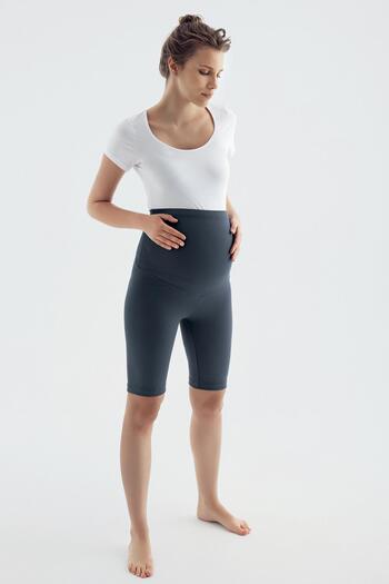 Artış Ribbed Over Knee Biker Flexible Adjustable Waist Maternity Leggings