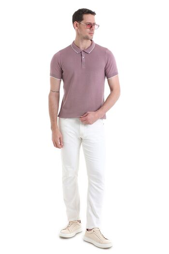 Hatemoğlu Cotton Polo Neck Purple Knitwear T-Shirt - Regular Fit