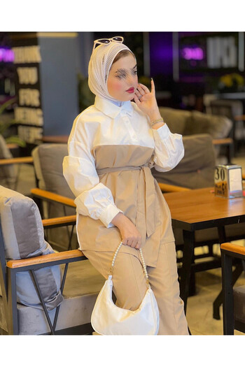 Esre Store 4443 - Hijab Double Set Camel