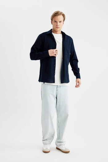 DeFacto Men's Navy Blue Shirt B5587AX/NV239
