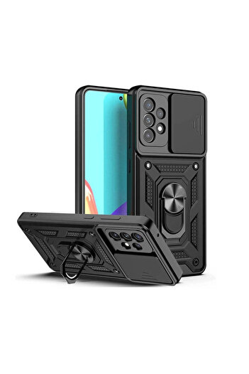 Fibaks Samsung Galaxy A53 Compatible Case Camera Protected Armor Military Tank Armored with Sliding Ring