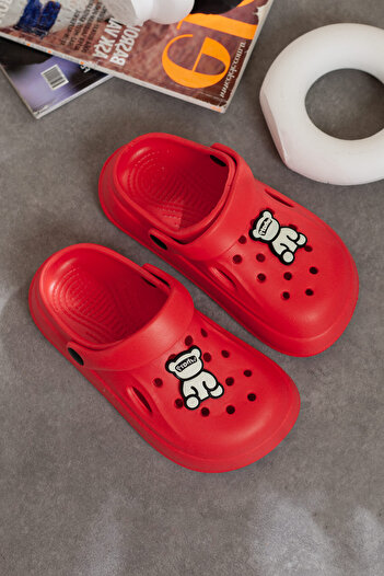 DRY WOOD Children's Closed-Front Slippers, Children's Cute Slippers, Children's Slippers with Teddy Bear Figure