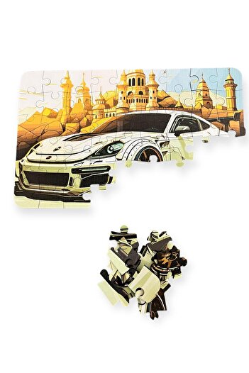esatoys Ahşap Spor Car Mini Puzzle | 4 Yaş 54 Parça