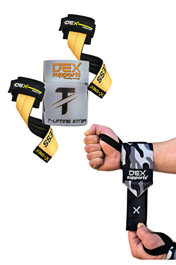 Dex Supports Lasting Energy Camouflage Wrist Wraps Fitness Wrist Bandage Weightlifting Strap T-Grips Lifting Straps Set of 2