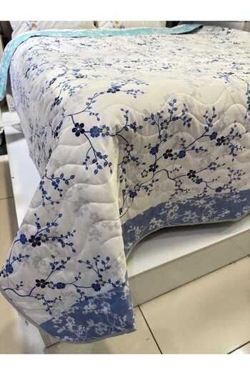 ŞENER HOME Cotton Single Double Sided Flower Pattern Quilted Multi-Purpose Cover 160x230 Cm
