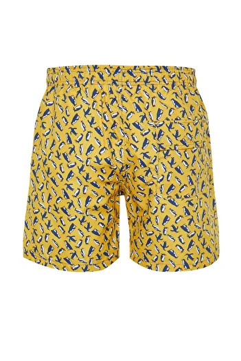 Trendyol Collection Sárga szabványos méretű pingvin mintás fürdőruha úszónadrág TMNSS24DS00022