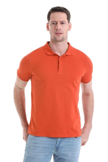 Hatemoğlu Brick Colored 100% Cotton Plain Polo Neck T-Shirt - Regular Fit