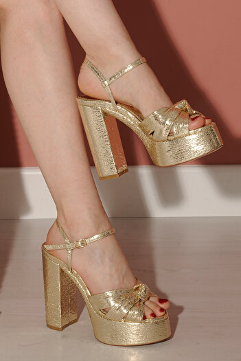 Sibel Durmaz Gabi Gold Platform Sandals