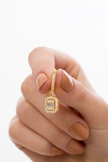 ADA LİFE GÜMÜŞ 925 Ayar Gümüş Gold Kadın Baget Küpe (ÖZEL KUTULU)