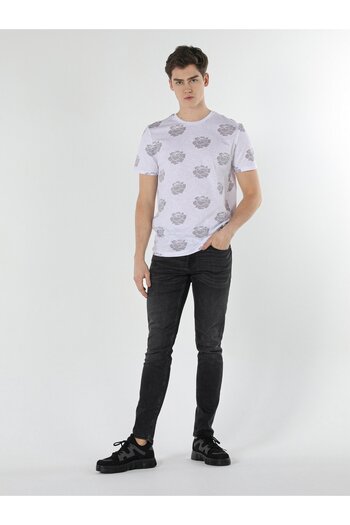 Colin's Ανδρικό κοντομάνικο μπλουζάκι Regular Fit Crew με στάμπα λευκό Cl 1059549