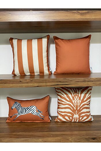KIRLENTİM Zebra Grubu Kenarları Biyeli Dijital Baskılı Çift Tarafı Desenli Kırlent Kılıfı