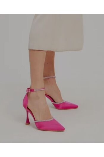 Modavien Women's 9 cm pink satin evening shoes 354