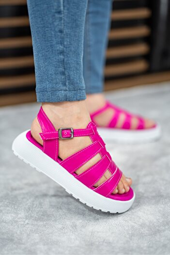 Weynes Fuchsia High Sole - Comfortable Women's Sandals with Strap Detail WSB0946