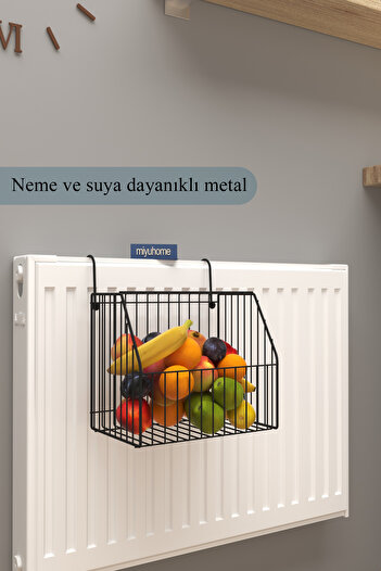 moniev Asılabilir Meyve Sebze Sepeti Metal Sebzelik Asılabilir Düzenleyici Mutfak Düzenleyici Organizer