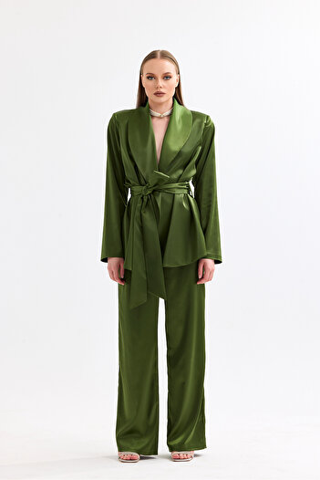 Bohai Design Special Design Satin Trousers Jacket Top and Bottom Set
