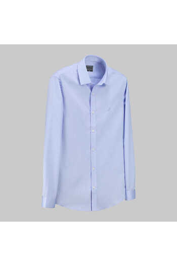 Sarar INTERVIEW WOVEN SATIN FABRIC SLIM FIT DARK BLUE SHIRT