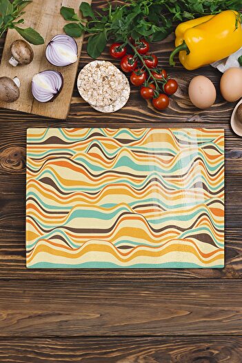 Postifull Vintage Glass Cutting Board, Thick And Unbreakable Glass, Chopping Board, Kitchen Presentation Board - 21*30cm
