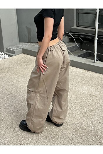 Gofeel Y2k Bej Live Baggy Beli Ayarlanabilir Pantolon