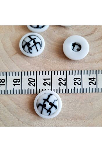 canan dizayn Patterned Polyester Button 18 Mm (20 Pieces)