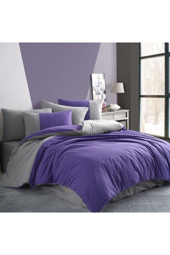 Hobby Purple Diamond Poplin Double Duvet Cover Set