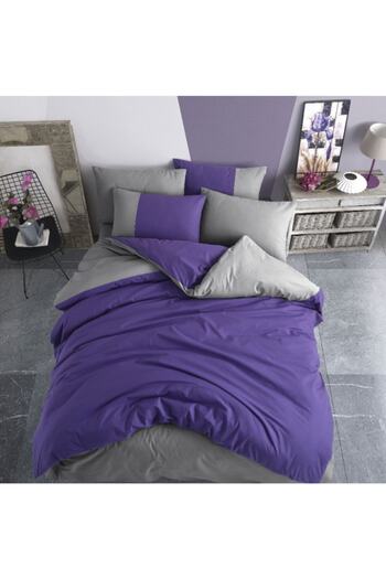 Hobby Purple Diamond Poplin Double Duvet Cover Set