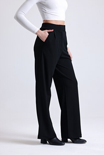 Mad&Calf Γυναικείο παντελόνι με φαρδύ πόδι Lycra Velcro με κλείσιμο ελαστικό Palazzo