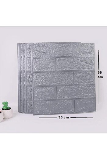 Renkli Duvarlar 35x38cm 1 Piece Gray Erasable Self-Adhesive Wallpaper Flexible Foam Panel 3D Brick Pattern