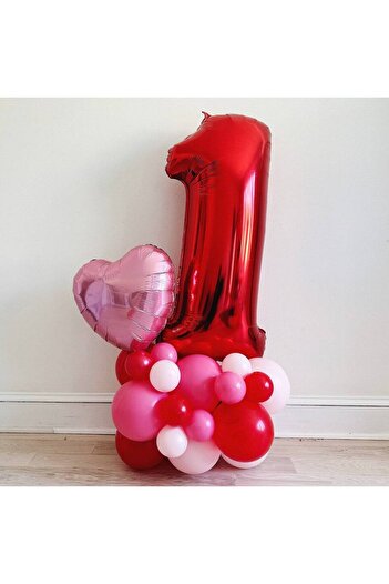 PARTİAVM 100cm Figure - Romantic Ornament Valentine's Day First Year Celebration Marriage Foil Balloon