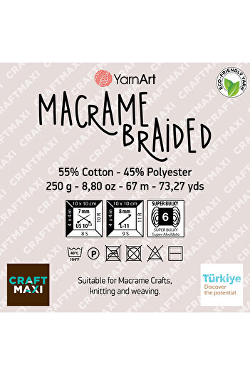 Yarnart Macrame Braided - Μακραμέ Χέρι Πλεκτό Νήμα Mink-768