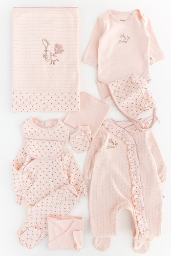Babymod Floral Patterned Frilly Cotton 10 Piece Baby Girl Hospital Outlet Baby Set