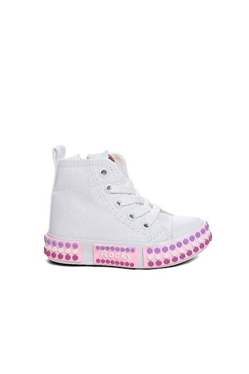 iskarpino Colorful Sole Children's White High Top Linen Shoes
