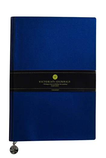 Victoria's Journals Caiet cu copertă flexibilă din piele lacuată Smyth, 14,8x21 cm - bleumarin