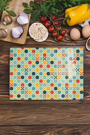 Postifull Vintage Glass Cutting Board, Thick And Unbreakable Glass, Chopping Board, Kitchen Presentation Board - 21*30cm