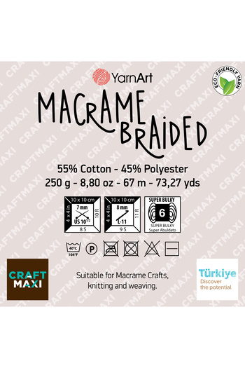 Yarnart Macrame Braided - Μακραμέ Χέρι Πλεκτό Νήμα Petrol Green-783
