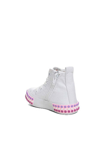 iskarpino Colorful Sole Children's White High Top Linen Shoes