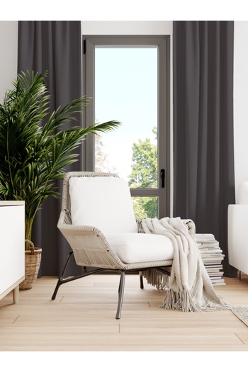 FAVOLLİ Velvet Textured Anthracite Island Background Curtain Extrafor Drawstring Dream Series