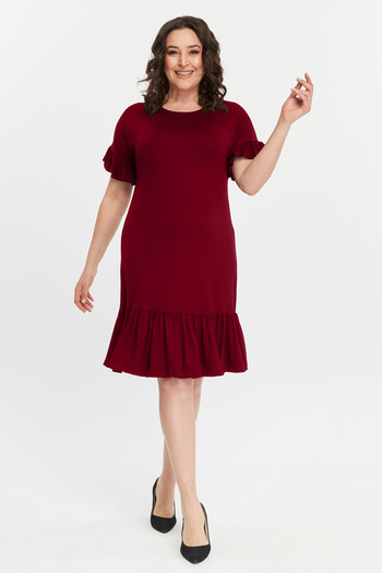 Curvy Trend Plus Size Sleeve Skirt Ruffle Viscose Dress