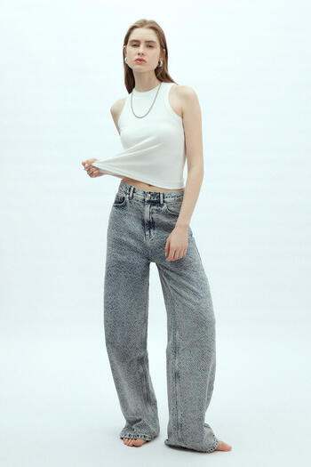 Manuka LOOSE FIT TEXTURED DENIM PANT BLUE
