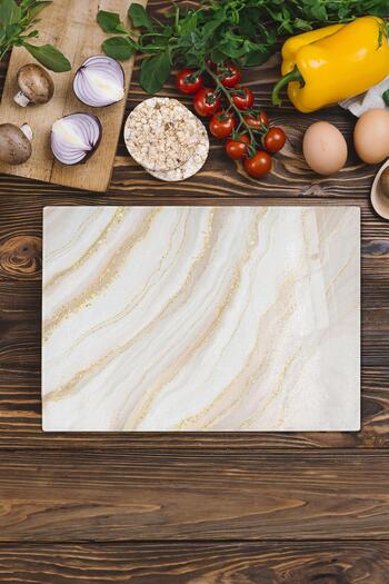 Postifull Glass Cutting Board, Chopping Board, Aesthetic Marble Pattern, Thick and Tempered Unbreakable Glass, 21*30cm