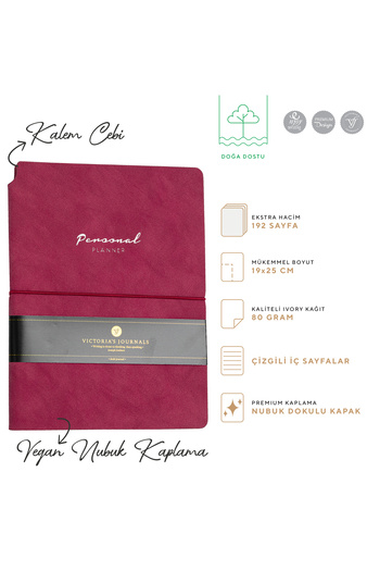 Victoria's Journals Fuchsia Kuka Vegan Leather Planner Lined Notepad - Flexible Cover and Elastic, 19X25 cm