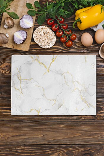 Postifull Glass Cutting Board, Chopping Board, Aesthetic Marble Pattern, Thick and Tempered Unbreakable Glass, 21*30cm