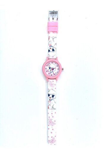 Coliseum Fm Analog Girl's Wristwatch with Cat Figure Pink White
