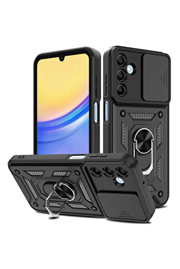 Fibaks Samsung Galaxy A34 Case Camera Protected Armor Military Tank Protective Cover with Sliding Ring