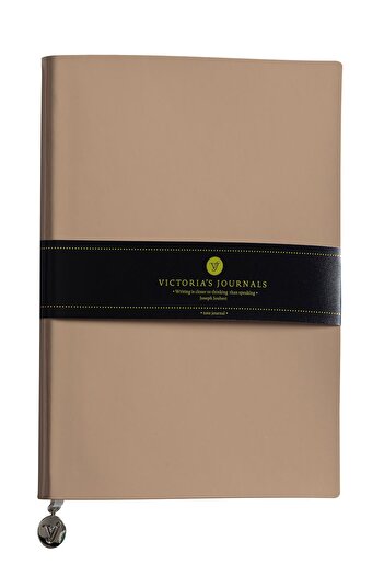 Victoria's Journals Caiet cu copertă flexibilă din piele lacuată Smyth, 14,8x21 cm -Bej