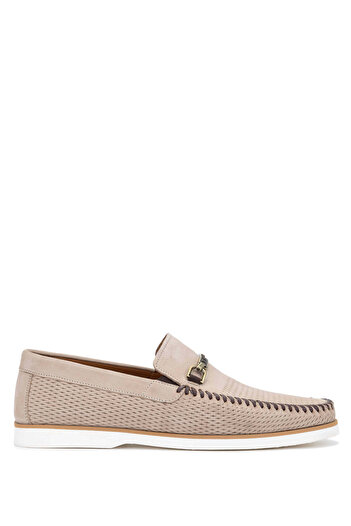Tamer Tanca Men's Genuine Leather Beige Nubuck Loafers