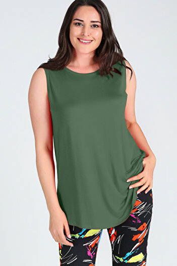 Curvy Trend Αμάνικη βασική μπλούζα βισκόζης